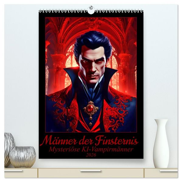 Männer der Finsternis - Mysteriöse KI-Vampirmänner (hochwertiger Premium Wandkalender 2026 DIN A2 hoch) Kunstdruck in Hochglanz