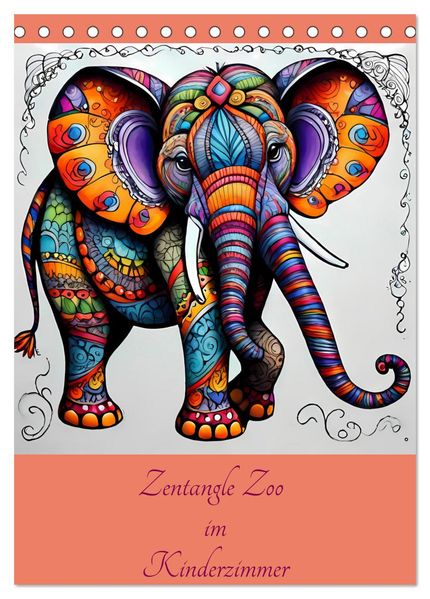 Zentangle Zoo im Kinderzimmer (Tischkalender 2026 DIN A5 hoch) CALVENDO Monatskalender