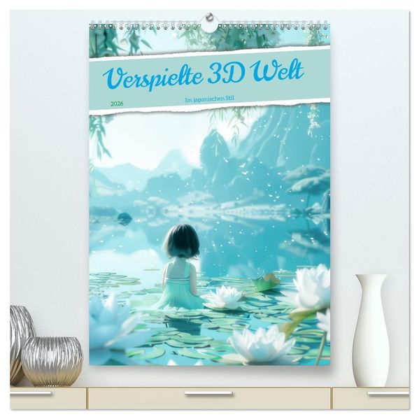 Verspielte 3D Welt - Im japanischen Stil (hochwertiger Premium Wandkalender 2026 DIN A2 hoch) Kunstdruck in Hochglanz