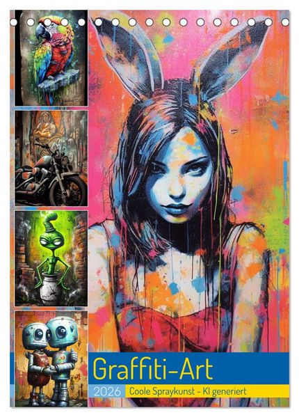 Graffiti Art (Tischkalender 2026 DIN A5 hoch) CALVENDO Monatskalender