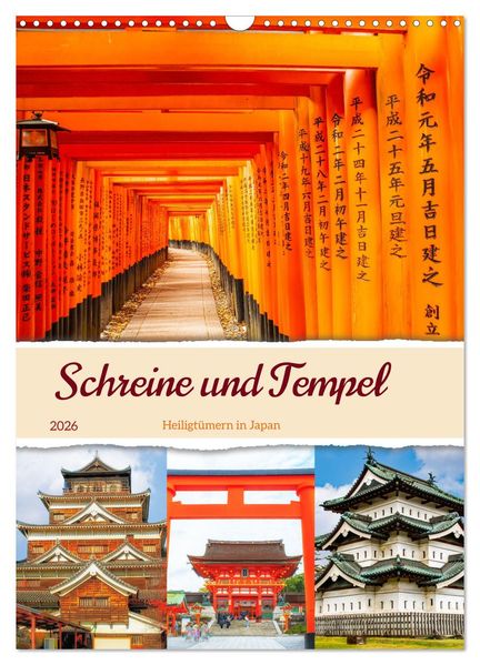 Schreine und Tempel - Heiligtümern in Japan (Wandkalender 2026 DIN A3 hoch) CALVENDO Monatskalender