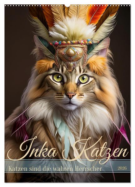 Inka Katzen - Katzen sind die wahren Herrscher (Wandkalender 2026 DIN A2 hoch) CALVENDO Monatskalender