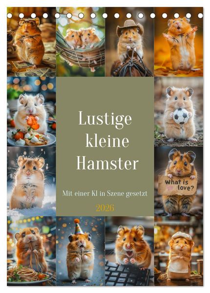 Lustige kleine Hamster (Tischkalender 2026 DIN A5 hoch) CALVENDO Monatskalender