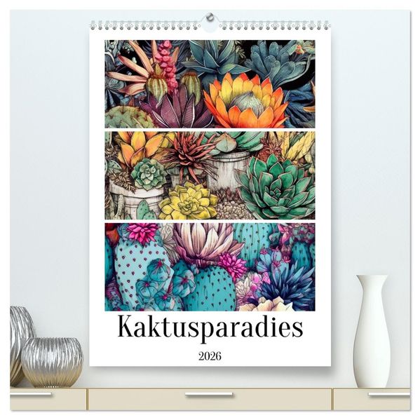 Kaktusparadies (hochwertiger Premium Wandkalender 2026 DIN A2 hoch) Kunstdruck in Hochglanz