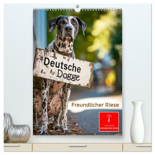 Deutsche Dogge - freundlicher Riese (hochwertiger Premium Wandkalender 2026 DIN A2 hoch) Kunstdruck in Hochglanz