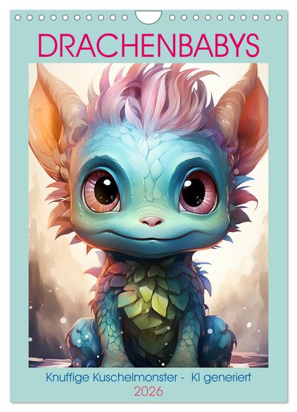 Drachenbabys (Wandkalender 2026 DIN A4 hoch) CALVENDO Monatskalender
