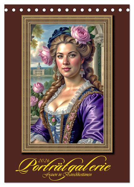 Porträtgalerie Frauen in Barockkostümen (Tischkalender 2026 DIN A5 hoch) CALVENDO Monatskalender