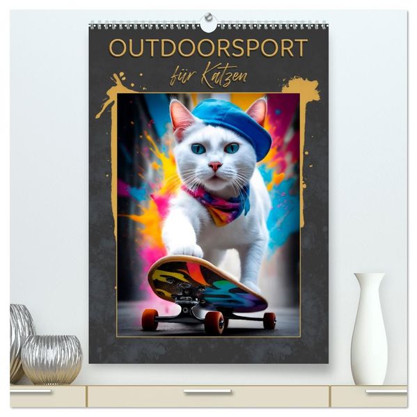 Outdoorsport für Katzen (hochwertiger Premium Wandkalender 2026 DIN A2 hoch) Kunstdruck in Hochglanz