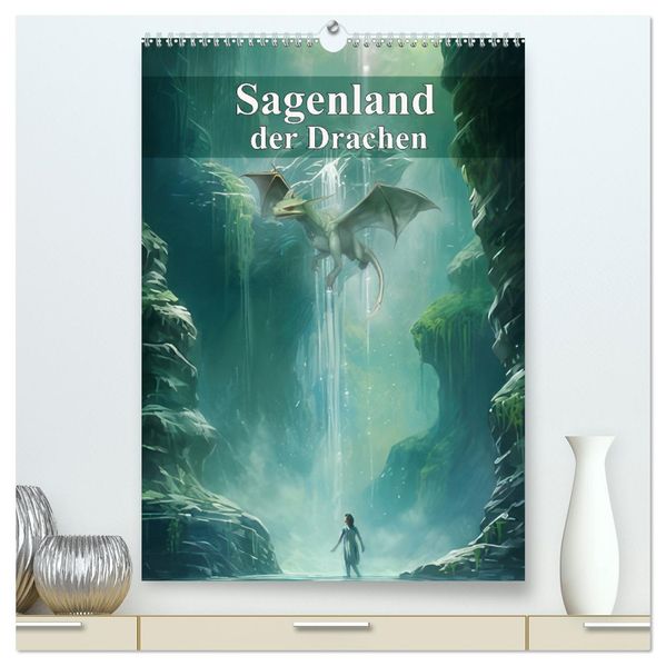 Sagenland der Drachen (hochwertiger Premium Wandkalender 2026 DIN A2 hoch) Kunstdruck in Hochglanz