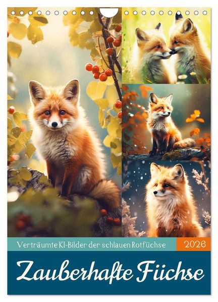 Zauberhafte Füchse (Wandkalender 2026 DIN A4 hoch) CALVENDO Monatskalender