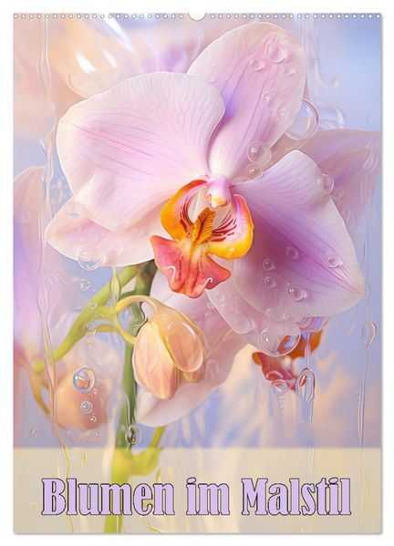 Blumen im Malstil (Wandkalender 2026 DIN A2 hoch) CALVENDO Monatskalender