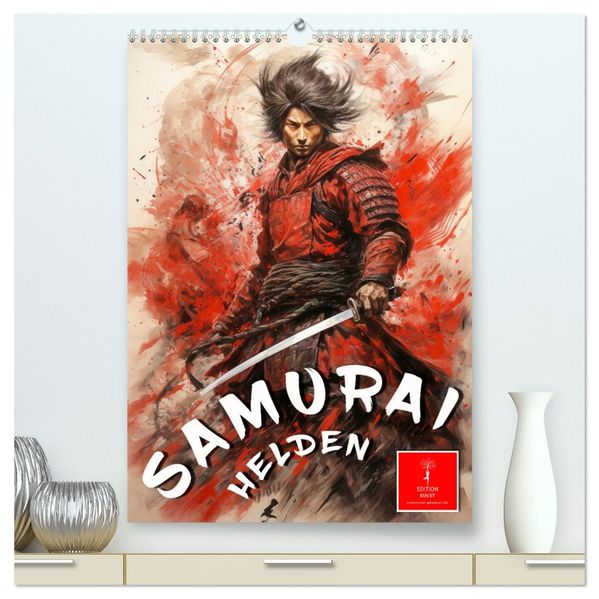 Samurai Helden (hochwertiger Premium Wandkalender 2026 DIN A2 hoch) Kunstdruck in Hochglanz