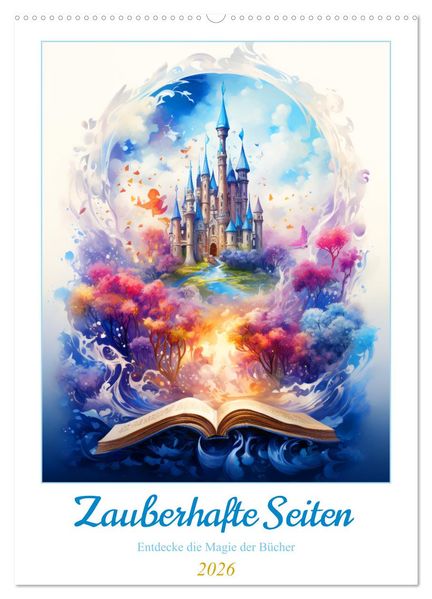 Zauberhafte Seiten - Entdecke die Magie der Bücher (Wandkalender 2026 DIN A2 hoch) CALVENDO Monatskalender