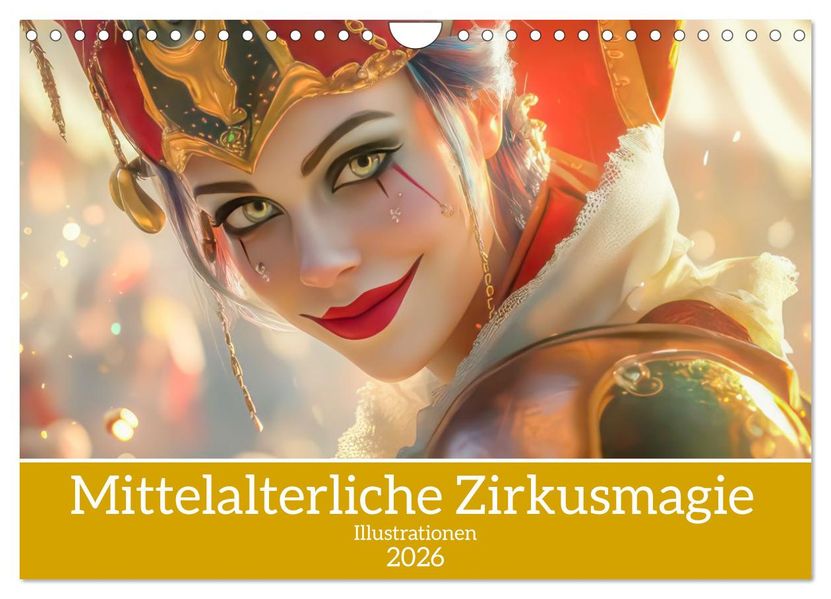 Mittelalterliche Zirkusmagie - Illustrationen (Wandkalender 2026 DIN A4 quer) CALVENDO Monatskalender
