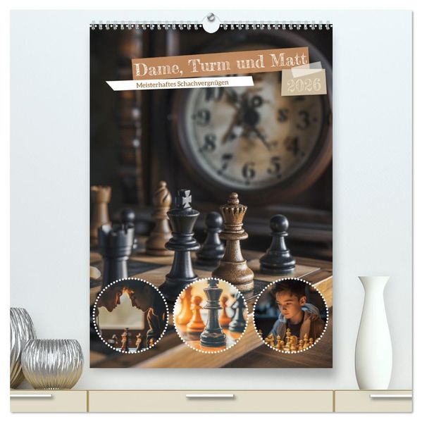Dame Turm und Matt (hochwertiger Premium Wandkalender 2026 DIN A2 hoch) Kunstdruck in Hochglanz