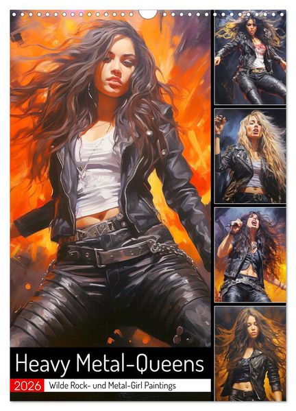 Heavy Metal-Queens. Wilde Rock- und Metal-Girl Paintings (Wandkalender 2026 DIN A3 hoch) CALVENDO Monatskalender