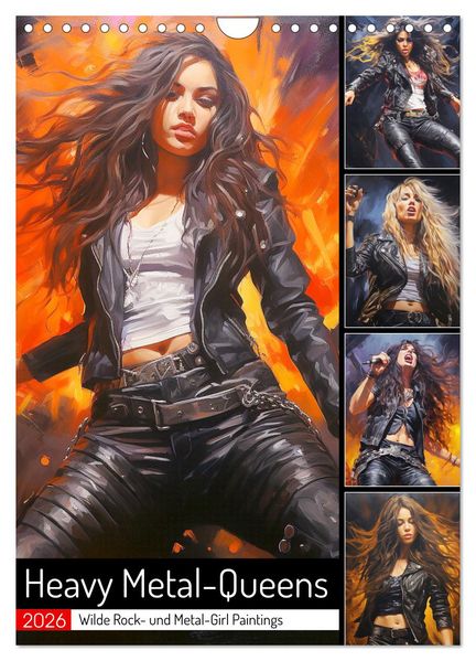 Heavy Metal-Queens. Wilde Rock- und Metal-Girl Paintings (Wandkalender 2026 DIN A4 hoch) CALVENDO Monatskalender