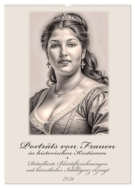 Porträts von Frauen in historischen Kostümen (Wandkalender 2026 DIN A2 hoch) CALVENDO Monatskalender
