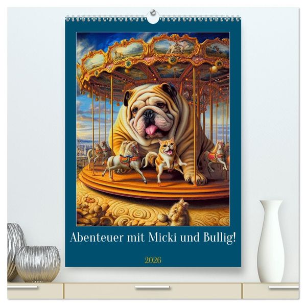 Abenteuer mit Micki und Bullig! (hochwertiger Premium Wandkalender 2026 DIN A2 hoch) Kunstdruck in Hochglanz