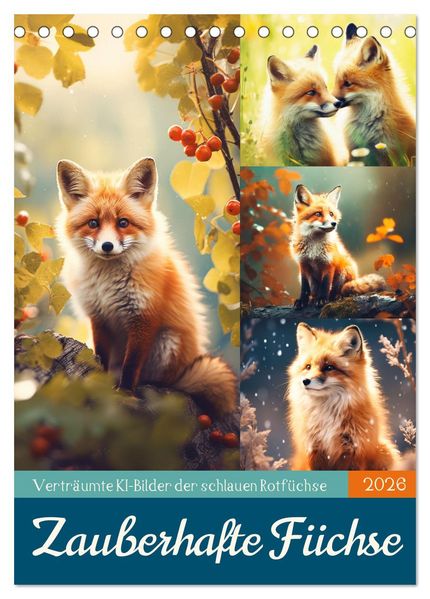 Zauberhafte Füchse (Tischkalender 2026 DIN A5 hoch) CALVENDO Monatskalender
