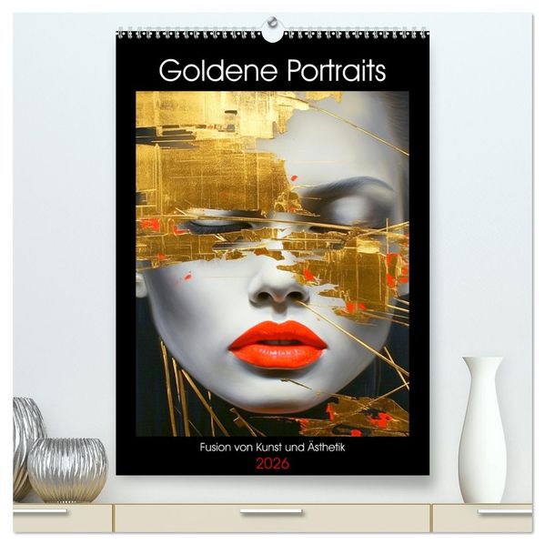 Goldene Portraits. Fusion von Kunst und Ästhetik (hochwertiger Premium Wandkalender 2026 DIN A2 hoch) Kunstdruck in Hochglanz
