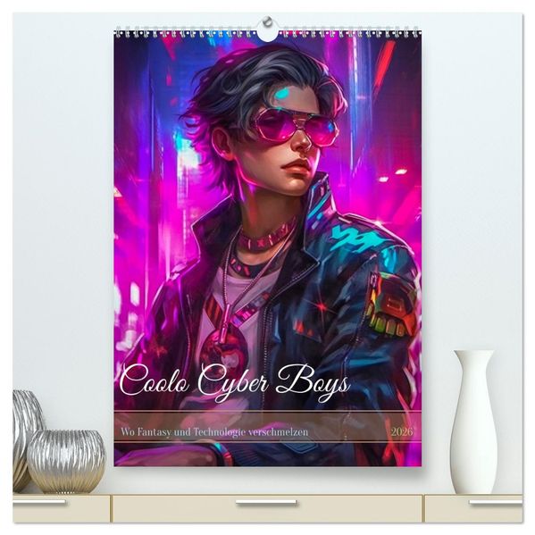 Coole Cyber Boys (hochwertiger Premium Wandkalender 2026 DIN A2 hoch) Kunstdruck in Hochglanz