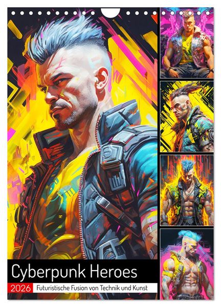 Cyberpunk Heroes. Futuristische Fusion von Technik und Kunst (Wandkalender 2026 DIN A4 hoch) CALVENDO Monatskalender