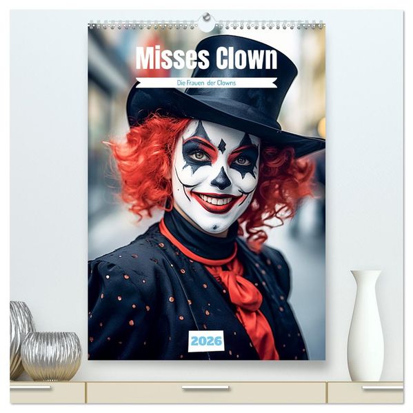 Misses Clown (hochwertiger Premium Wandkalender 2026 DIN A2 hoch) Kunstdruck in Hochglanz