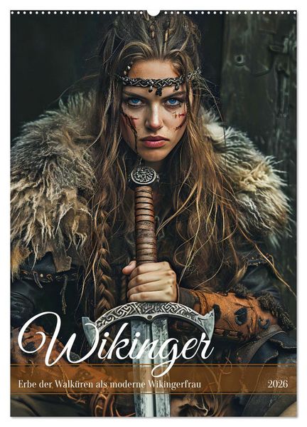 Wikinger - Erbe der Walküren als moderne Wikingerfrau (Wandkalender 2026 DIN A2 hoch) CALVENDO Monatskalender