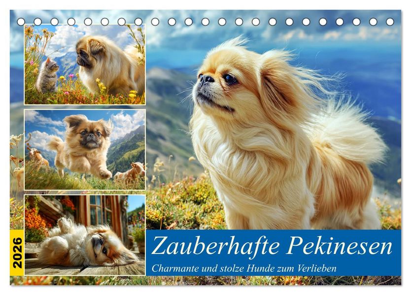 Zauberhafte Pekinesen. Charmante und stolze Hunde zum Verlieben (Tischkalender 2026 DIN A5 quer) CALVENDO Monatskalender