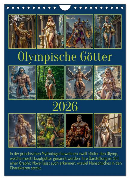 Olympische Götter (Wandkalender 2026 DIN A4 hoch) CALVENDO Monatskalender