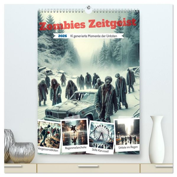 Zombies Zeitgeist - KI generierte Momente der Untoten (hochwertiger Premium Wandkalender 2026 DIN A2 hoch) Kunstdruck in Hochglanz