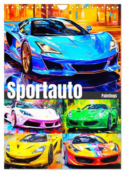 Sportauto Paintings (Wandkalender 2026 DIN A4 hoch) CALVENDO Monatskalender