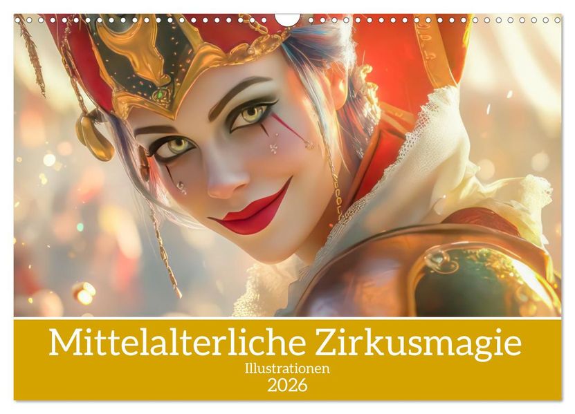 Mittelalterliche Zirkusmagie - Illustrationen (Wandkalender 2026 DIN A3 quer) CALVENDO Monatskalender