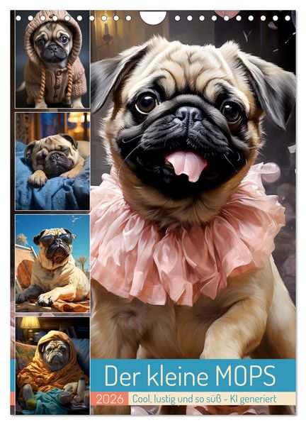 Der kleine Mops (Wandkalender 2026 DIN A4 hoch) CALVENDO Monatskalender