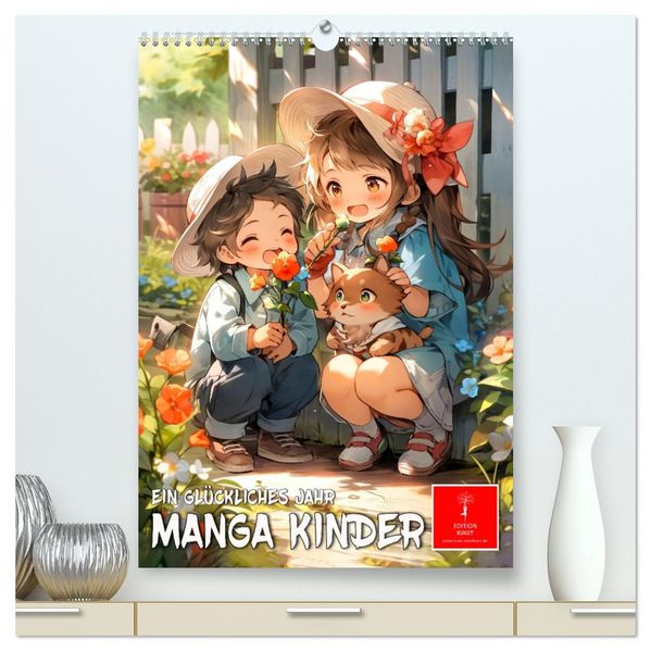 Manga Kinder - ein glückliches Jahr (hochwertiger Premium Wandkalender 2026 DIN A2 hoch) Kunstdruck in Hochglanz