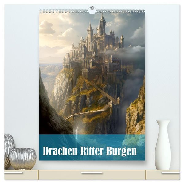 Drachen Ritter Burgen (hochwertiger Premium Wandkalender 2026 DIN A2 hoch) Kunstdruck in Hochglanz