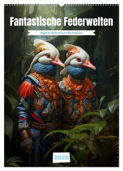 Fantastische Federwelten (Wandkalender 2026 DIN A2 hoch) CALVENDO Monatskalender