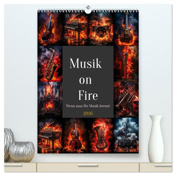 Musik on Fire (hochwertiger Premium Wandkalender 2026 DIN A2 hoch) Kunstdruck in Hochglanz