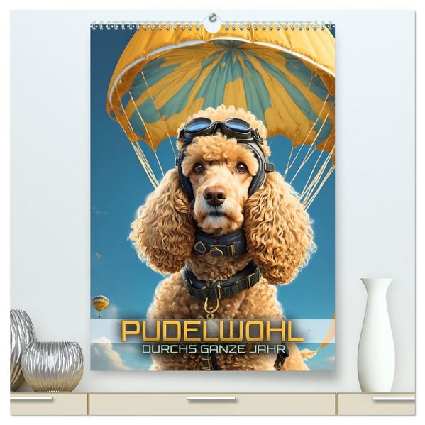 Pudelwohl durchs ganze Jahr (hochwertiger Premium Wandkalender 2026 DIN A2 hoch) Kunstdruck in Hochglanz
