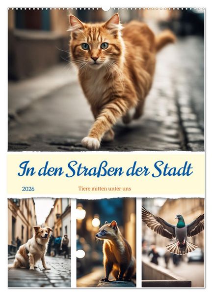In den Straßen der Stadt - Tiere mitten unter uns (Wandkalender 2026 DIN A2 hoch) CALVENDO Monatskalender