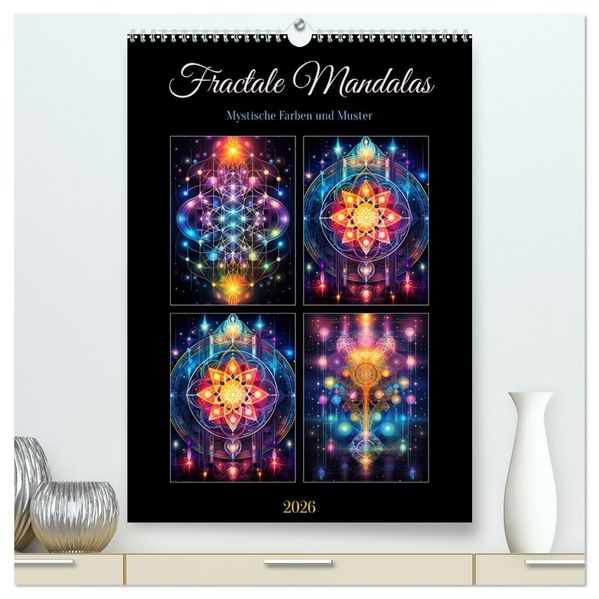 Fractale Mandalas (hochwertiger Premium Wandkalender 2026 DIN A2 hoch) Kunstdruck in Hochglanz