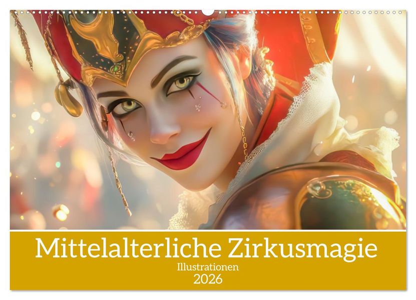 Mittelalterliche Zirkusmagie - Illustrationen (Wandkalender 2026 DIN A2 quer) CALVENDO Monatskalender