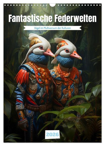 Fantastische Federwelten (Wandkalender 2026 DIN A3 hoch) CALVENDO Monatskalender