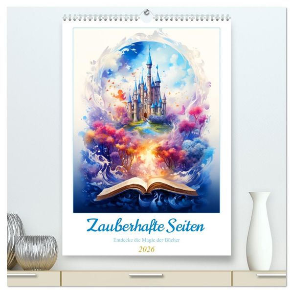 Zauberhafte Seiten - Entdecke die Magie der Bücher (hochwertiger Premium Wandkalender 2026 DIN A2 hoch) Kunstdruck in Hochglanz