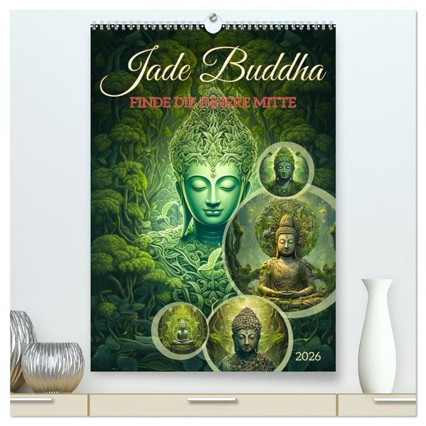 Jade Buddha - Finde die innere Mitte (hochwertiger Premium Wandkalender 2026 DIN A2 hoch) Kunstdruck in Hochglanz