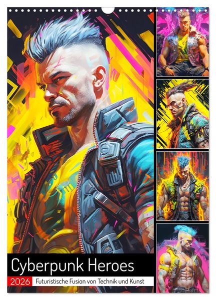 Cyberpunk Heroes. Futuristische Fusion von Technik und Kunst (Wandkalender 2026 DIN A3 hoch) CALVENDO Monatskalender
