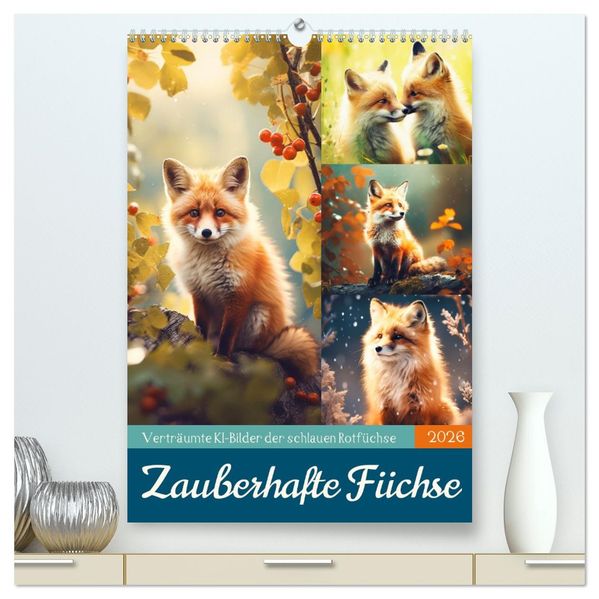 Zauberhafte Füchse (hochwertiger Premium Wandkalender 2026 DIN A2 hoch) Kunstdruck in Hochglanz