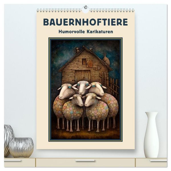 Bauernhoftiere - Humorvolle Karikaturen (hochwertiger Premium Wandkalender 2026 DIN A2 hoch) Kunstdruck in Hochglanz