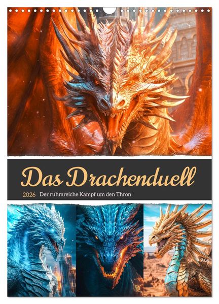 Das Drachenduell (Wandkalender 2026 DIN A3 hoch) CALVENDO Monatskalender